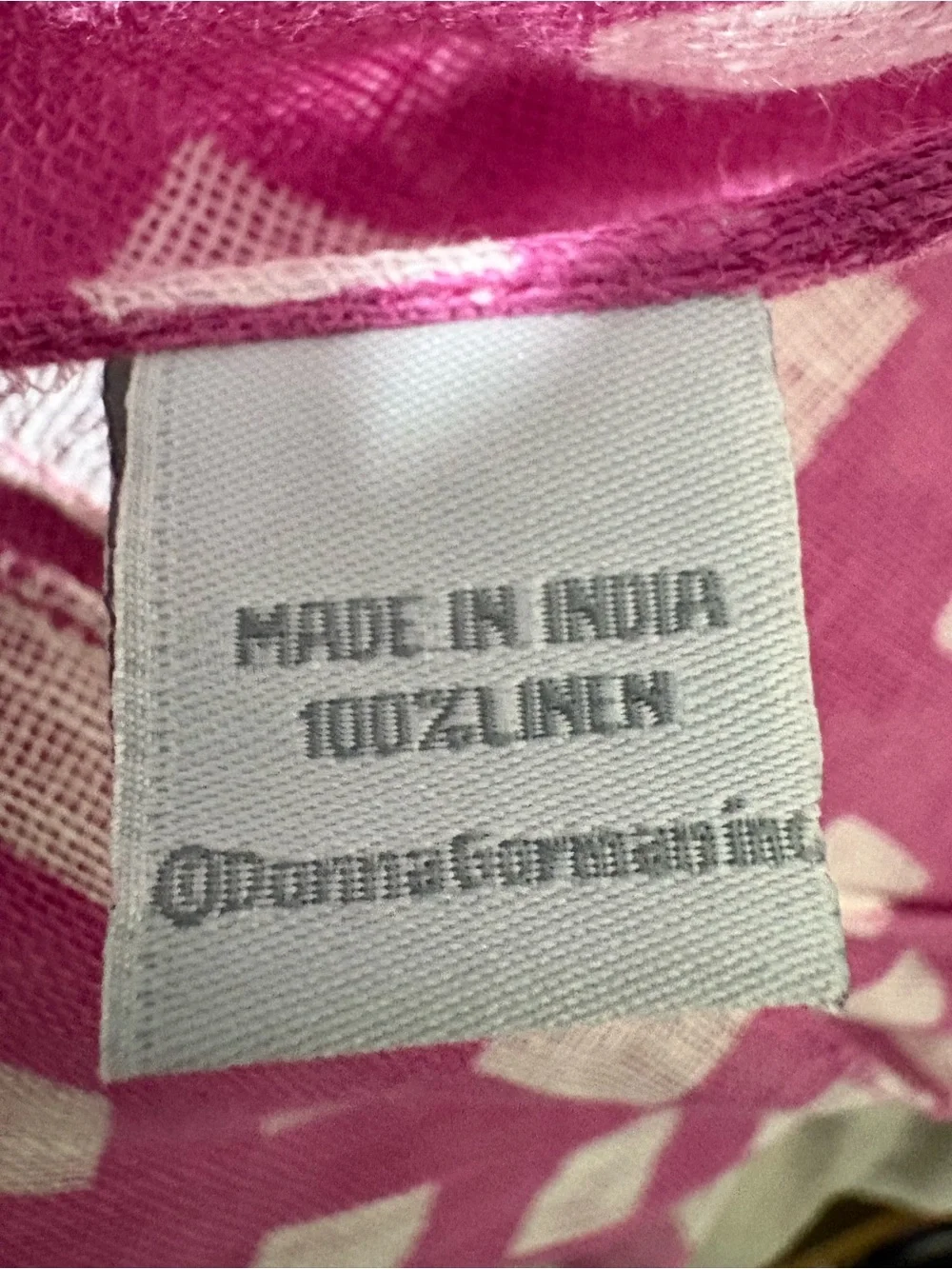 Donna Gorman Inc Linen Pink White Check Scarf Wrap Shawl Made in India